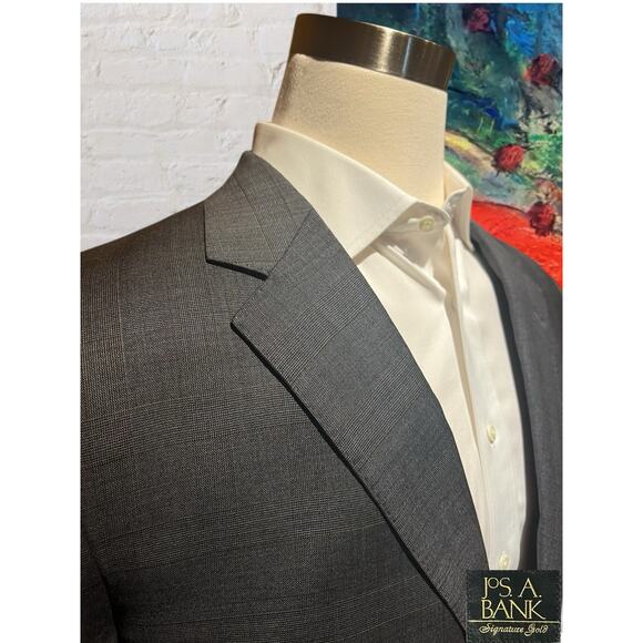 Jos A Bank Signature Gold 43R Gray Burnt Orange Plaid Blazer Jacket Suit Coat - Picture 5 of 13